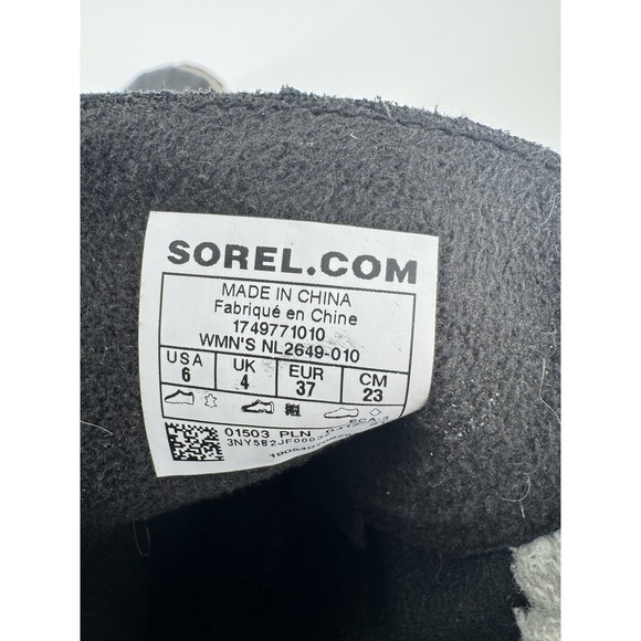 Sorel Caribou Slim Boots Womens  Size 6 Black Leather Fleece Lined - Picture 8 of 8